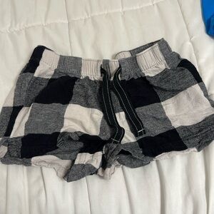 Old Navy plaid black and white pajama shorts.